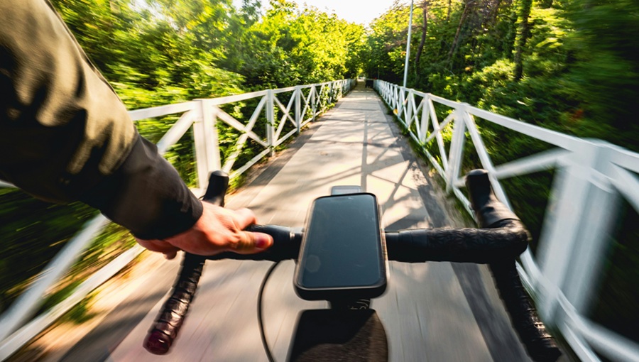 bike phone forest